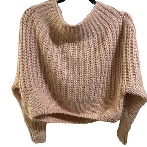 Tan Rose Harper Heritage Crop Oversized Soft Sweater Women’s S Waffled